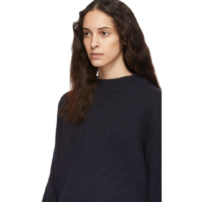 Shop Helmut Lang Navy Wool And Cotton Sweater In Ink