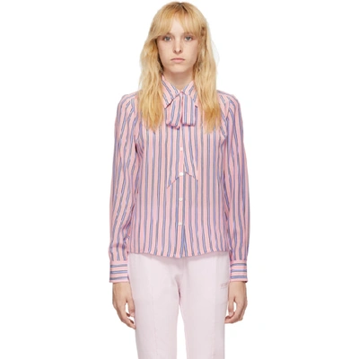 Shop Marc Jacobs Pink Striped Silk Sofia Loves Shirt In 652 Ltpink