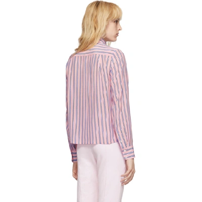 Shop Marc Jacobs Pink Striped Silk Sofia Loves Shirt In 652 Ltpink