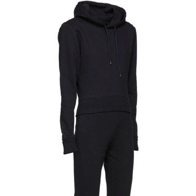 Shop A_plan_application A-plan-application Navy Fitted Hoodie In Navy Blue