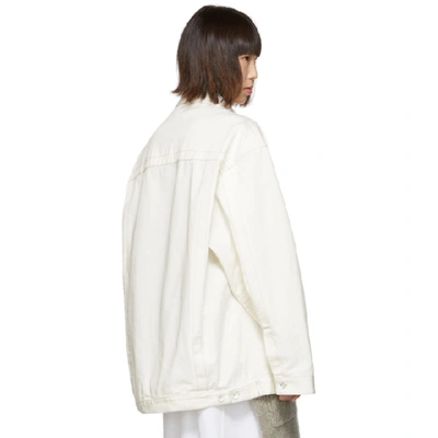 Shop Maison Margiela Off-white Oversized Denim Jacket In 099 Off Wht