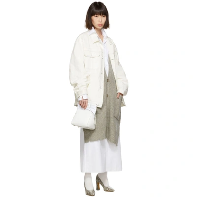 Shop Maison Margiela Off-white Oversized Denim Jacket In 099 Off Wht