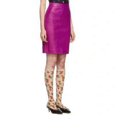 Shop Gucci Pink Leather Pencil Skirt In 5019 Pink