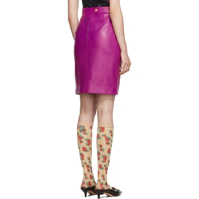 Shop Gucci Pink Leather Pencil Skirt In 5019 Pink