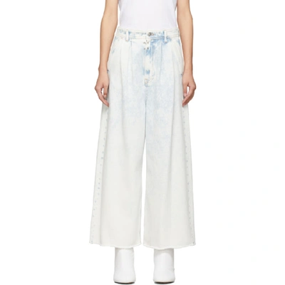 Shop Mm6 Maison Margiela Blue Wide-leg Cropped Jeans In 974 Su Blea