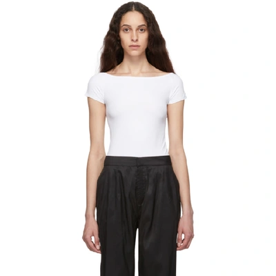 Shop Helmut Lang White Open Boat Neck T-shirt In Opticwhite