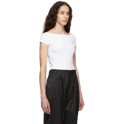 Shop Helmut Lang White Open Boat Neck T-shirt In Opticwhite