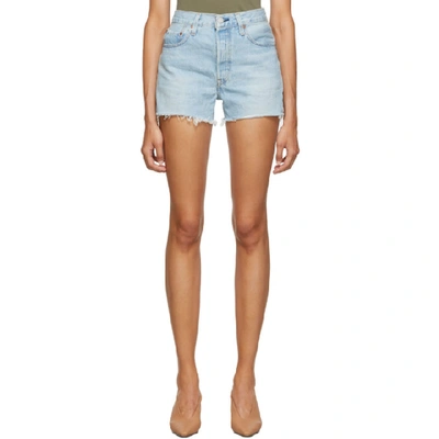 Shop Levi's Levis Blue High-rise 501 Shorts In Weak In The