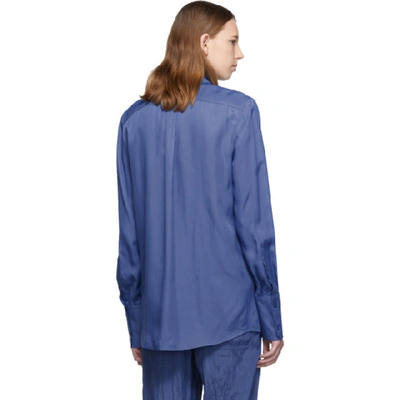 Shop Helmut Lang Blue Viscose Shirt In Cobalt