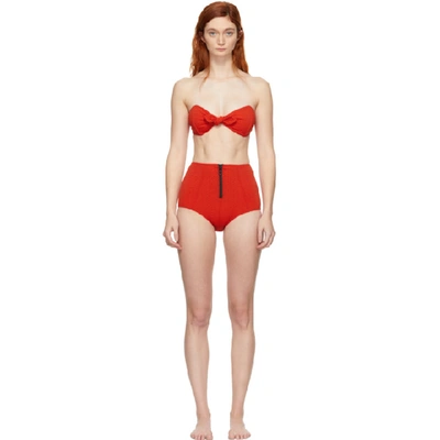 Shop Lisa Marie Fernandez Red Poppy Bikini In Tomato