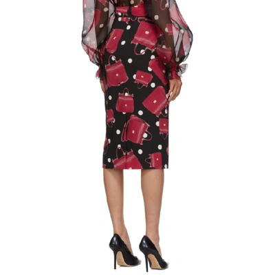 Shop Dolce & Gabbana Dolce And Gabbana Black Sicily Bag Pencil Skirt In Hnv60 Black