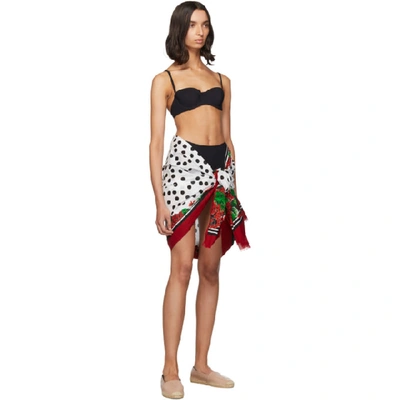 Shop Dolce & Gabbana Dolce And Gabbana White And Red Polka Dots Geranium Scarf In Hwv03 Red