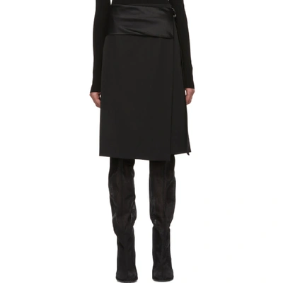 Shop Helmut Lang Black Tuxedo Wrap Skirt