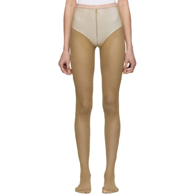 Shop Gucci Tan Lurex Tights In 9663 Rope