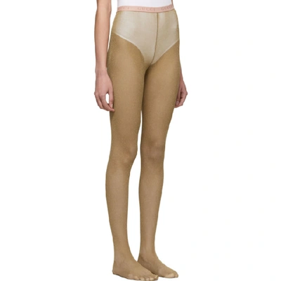 Shop Gucci Tan Lurex Tights In 9663 Rope