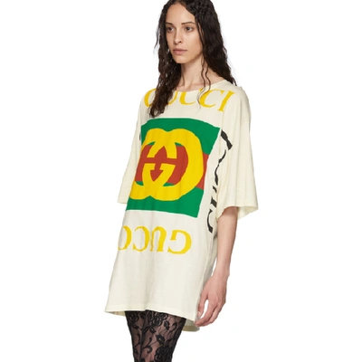 Shop Gucci Off-white Oversized T-shirt Dress In 7136 Ivory