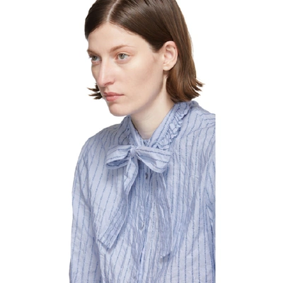 Shop Gucci Blue Poplin Bow Shirt In 4159 Blue