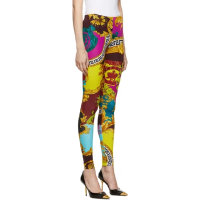 Shop Versace Multicolor Voyage Barocco Leggings In A7000 Multi