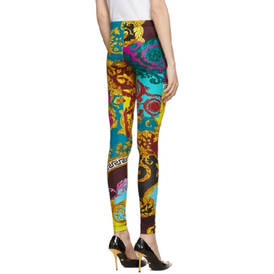 Shop Versace Multicolor Voyage Barocco Leggings In A7000 Multi