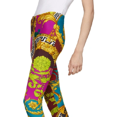 Shop Versace Multicolor Voyage Barocco Leggings In A7000 Multi