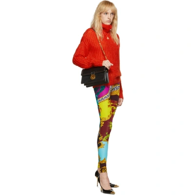 Shop Versace Multicolor Voyage Barocco Leggings In A7000 Multi