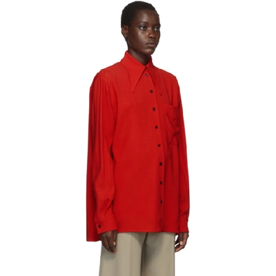 Shop Kwaidan Editions Red Fluid Wool 70's Collar Shirt In Scarlet Red