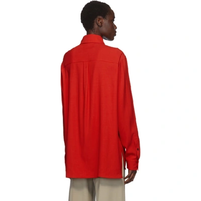 Shop Kwaidan Editions Red Fluid Wool 70's Collar Shirt In Scarlet Red
