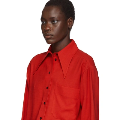 Shop Kwaidan Editions Red Fluid Wool 70's Collar Shirt In Scarlet Red