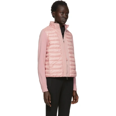 Shop Moncler Pink Knit And Down Jacket In 502 Pink