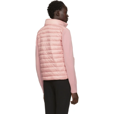 Shop Moncler Pink Knit And Down Jacket In 502 Pink