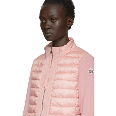 Shop Moncler Pink Knit And Down Jacket In 502 Pink