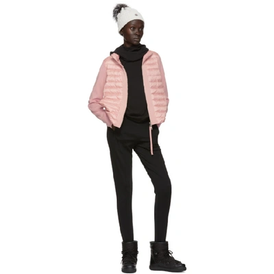 Shop Moncler Pink Knit And Down Jacket In 502 Pink