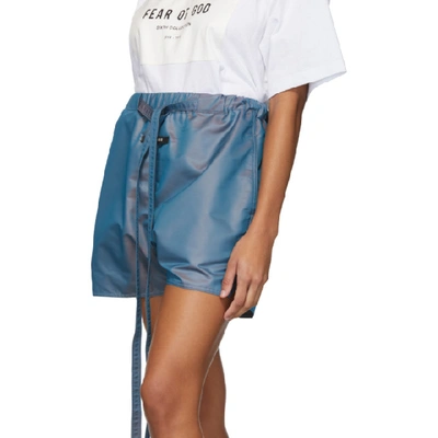 Shop Fear Of God Blue Iridescent Military Physical Training Short In 465 Blue Ir
