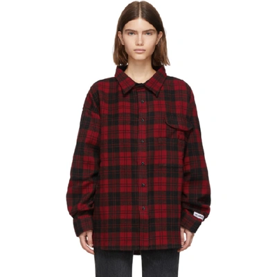 Shop Vetements Red Over Your Hoodie Shirt In Red Check