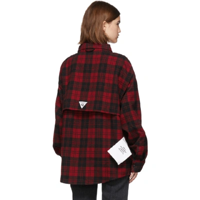 Shop Vetements Red Over Your Hoodie Shirt In Red Check