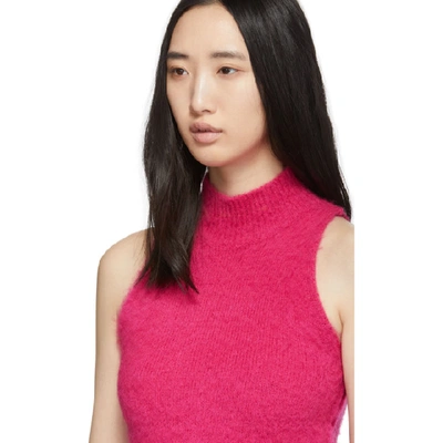 Shop Versace Pink Mohair Tank Top In A1230 Fuxia