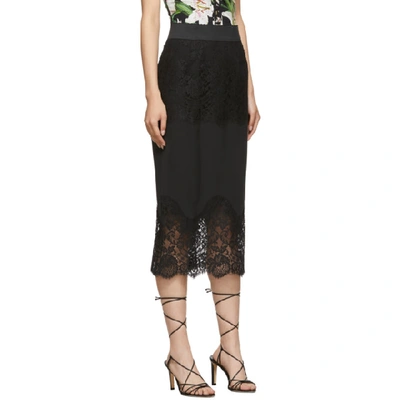 Shop Dolce & Gabbana Dolce And Gabbana Black Lace Midi Skirt In N0000 Black