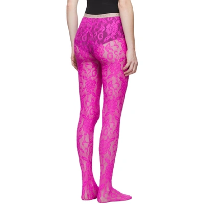 Shop Gucci Pink Lace Tights In 5500 Magent