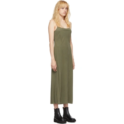 Shop Our Legacy Khaki Silk Bias Slip Dress In Dark Olive