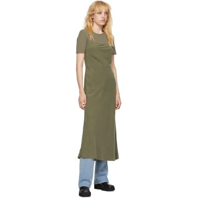 Shop Our Legacy Khaki Silk Bias Slip Dress In Dark Olive