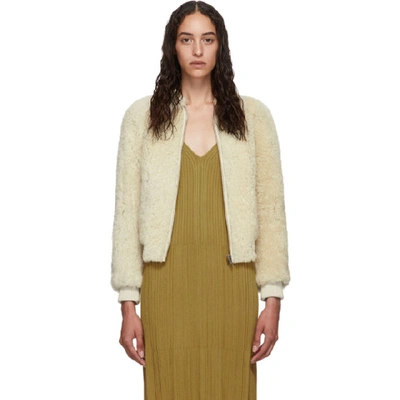 Shop Isabel Marant Off-white Shearling Salvia Jacket In 23ec Ecru