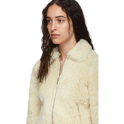 Shop Isabel Marant Off-white Shearling Salvia Jacket In 23ec Ecru