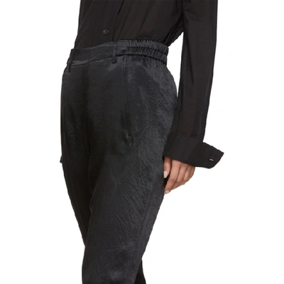 Shop Ann Demeulemeester Black Satin Trousers