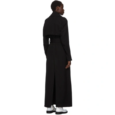 Shop Ann Demeulemeester Black Long Gabardine Coat