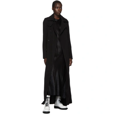 Shop Ann Demeulemeester Black Long Gabardine Coat