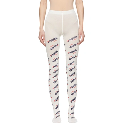 Shop Fendi White 'fend Mania' Tights In F0qa0 White