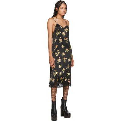 Shop R13 Black Silk Lace Back Slip Dress In Blackfloral