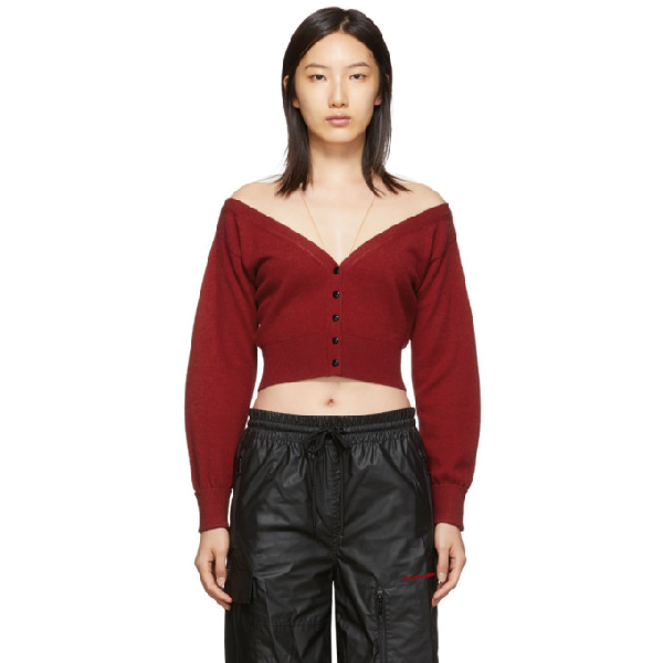 red cardigan cropped