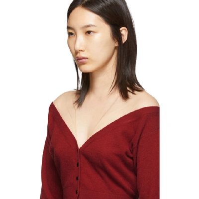 Shop Alexander Wang Red Fitted Cropped Cardigan