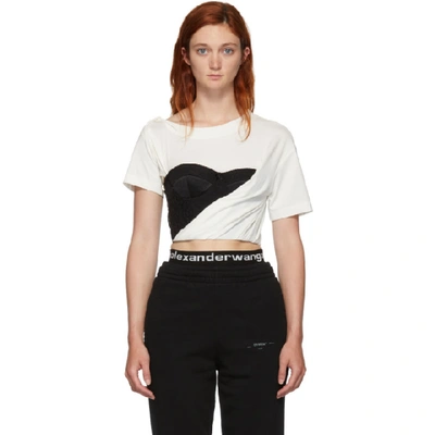 Shop Alexander Wang White Draped Bustier T-shirt In Soft White